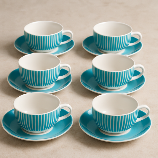 Jogo de Xícaras de Porcelana Acqua Chá 160ml 12 Peças