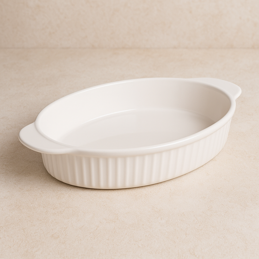 Travessa de cerâmica Sandy oval 30x20 cm branca