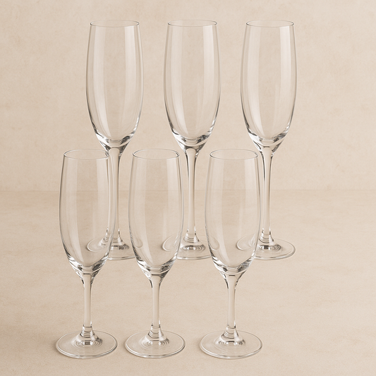 Jogo de Taças de Cristal Bohemia Champanhe 220 ml 06 peças