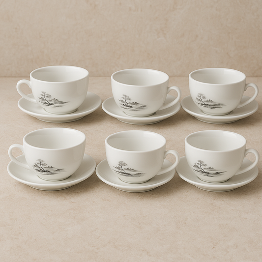 Jogo de Xícaras de Porcelana para Chá Manhattan Falling Branco