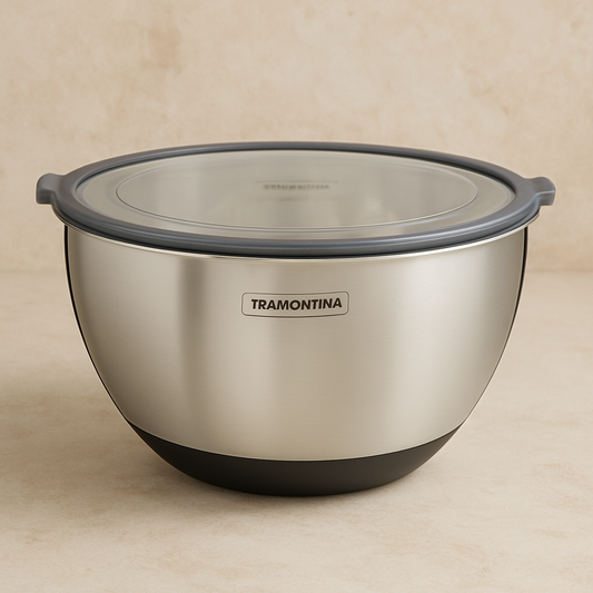 Bowl de Inox Cucina com Tampa de Acrílico e Base de Silicone - 3L