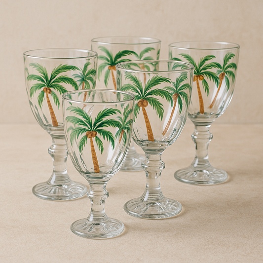 Jogo de Taças Palm Tree Handpaint 340ml 6 Peças