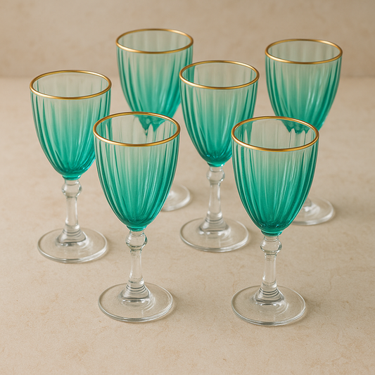 Jogo de Taças Dominic Verde com Filete Dourado 275ml