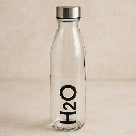 Garrafa de Vidro H2O com Tampa Inox 750ml