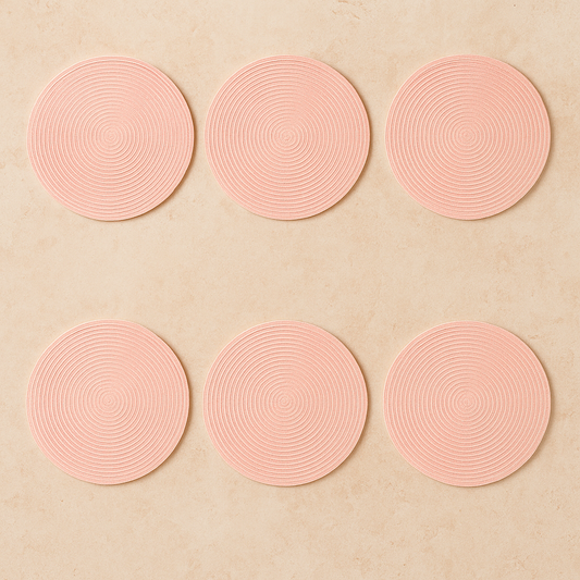 Kit Lugar Americano de Fibra Redondo Lana Rosa – 6 Peças (38 cm)