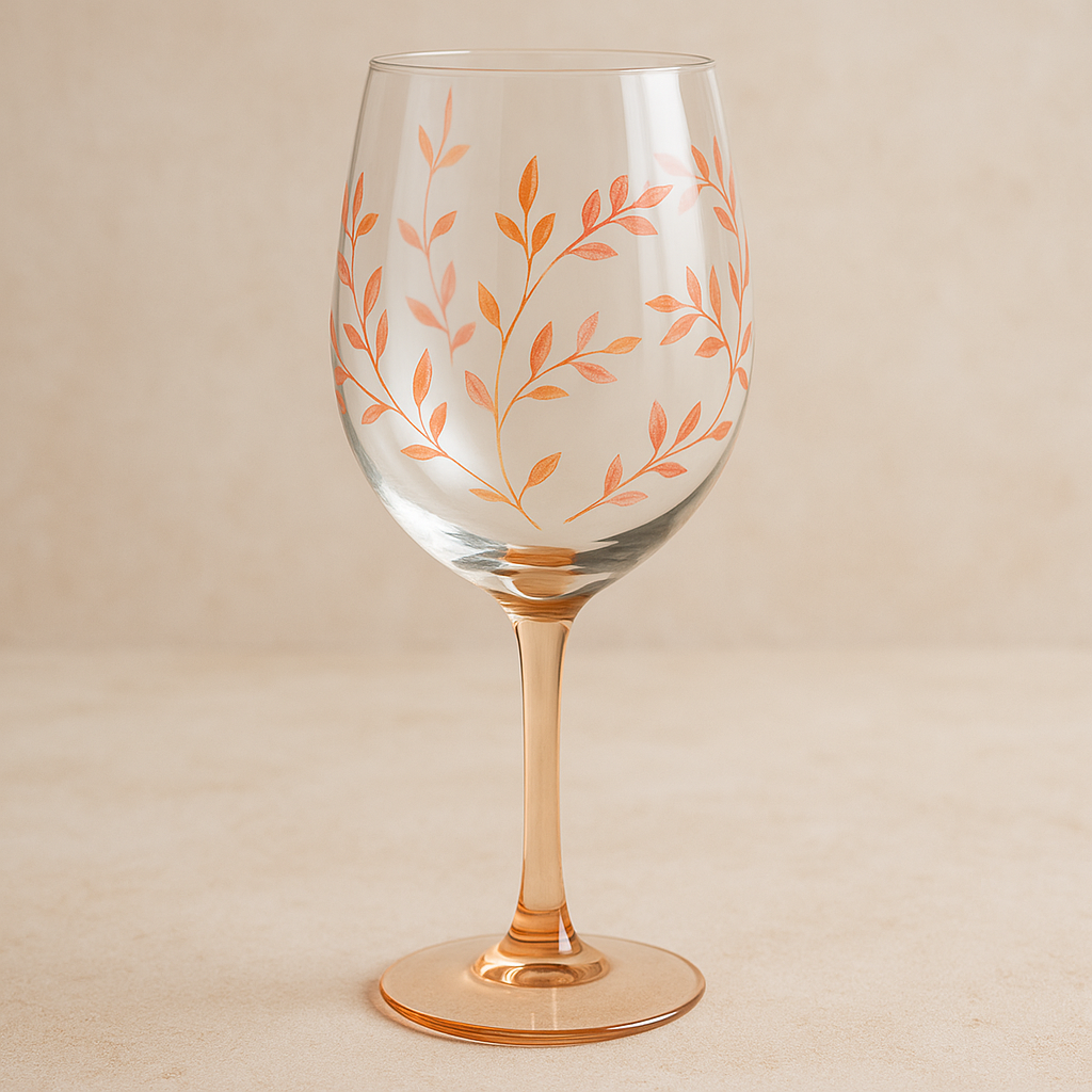 Taça de Vidro para Vinho Branco Folhas Laranja 420 ml