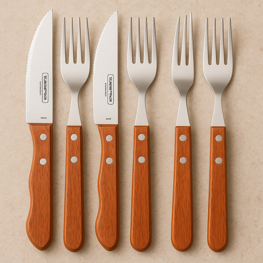 Jogo de Talheres Inox Polywood Churrasco 12 Peças
