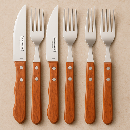 Jogo de Talheres Inox Polywood Churrasco 12 Peças