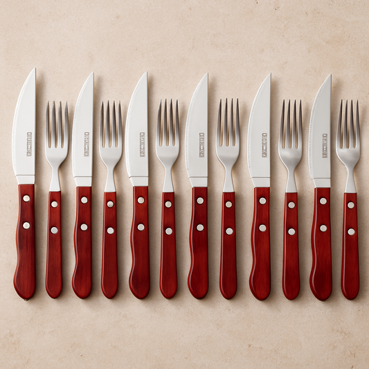Jogo de Talheres Inox Polywood Vermelho 12 Peças