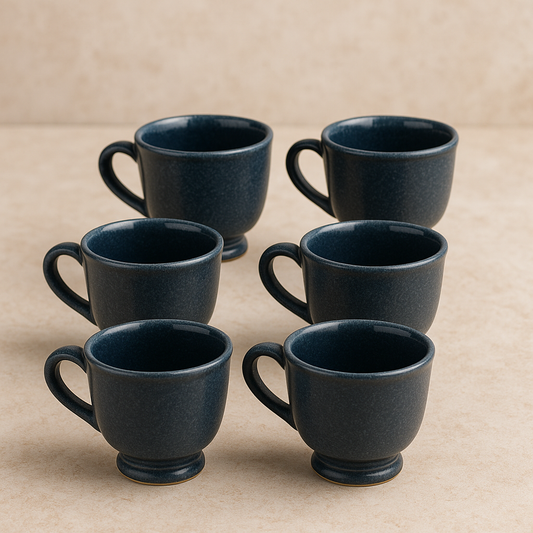 Jogo de Xícaras de Cerâmica Glaze Cinza 100ml 6 Peças