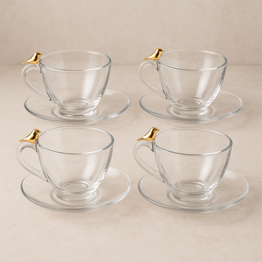 Jogo de Xicaras de Cristal Golden Bird 80 ml 8 Peças