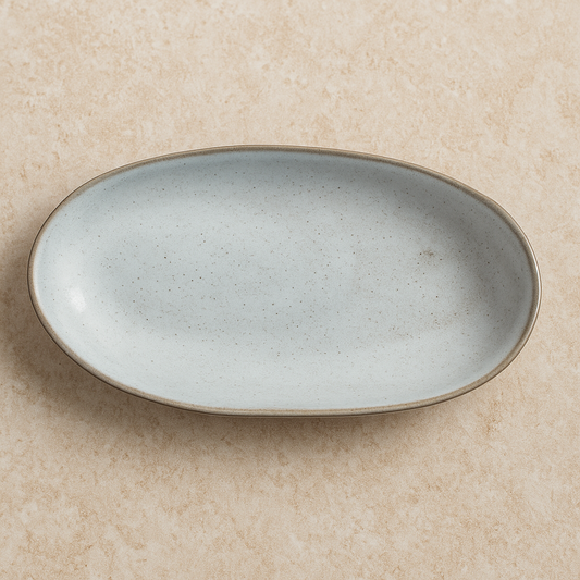 Travessa de Cerâmica Oval Funda Echo Cinza 32x16 cm