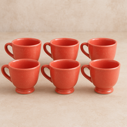 Jogo de Xícaras de Cerâmica Glaze Vermelho 100 ml