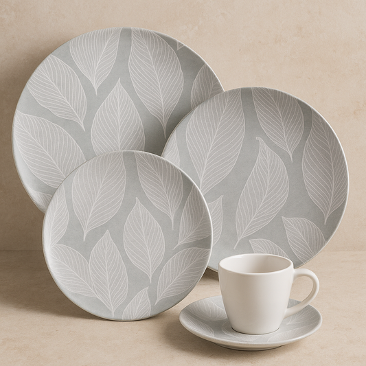 Aparelho de Jantar de Porcelana Arbo Cinza – 20 peças