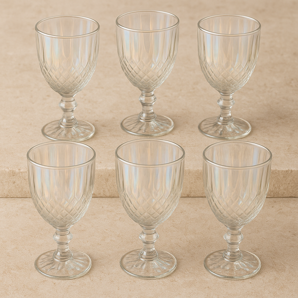 Jogo de Taças de Vidro Greek Água Rainbow – 320 ml – 6 Peças