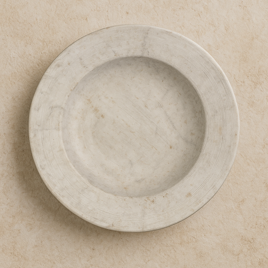 Prato de Porcelana Fundo Travertino Bege 23 cm