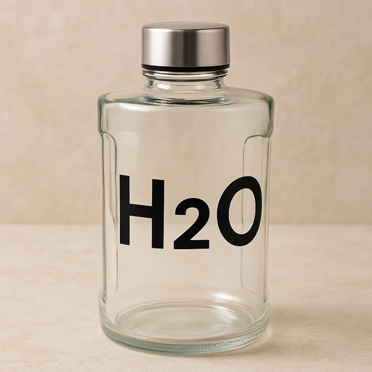 Garrafa de Vidro H2O com Tampa Inox 900ml