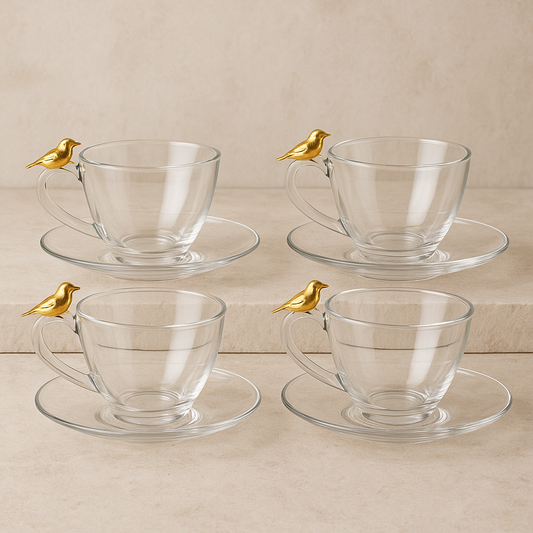 Jogo de Xícaras de Cristal Golden Bird 180 ml 08 peças