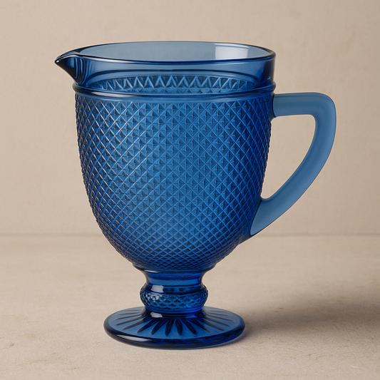 Jarra de Vidro Bico de Jaca Azul 1L