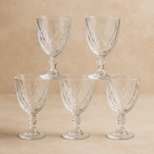 Taças de Vidro Diamond 320ml para Vinho e Água
