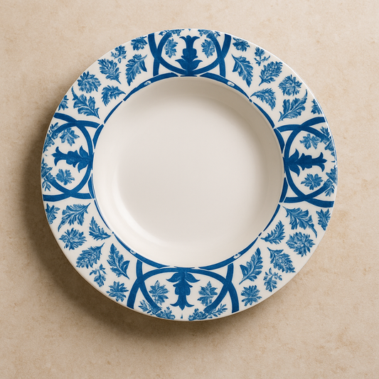 Prato de Porcelana Fundo Algarve Aba Larga Azul