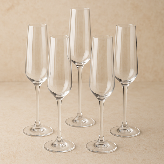 Jogo de Taças de Cristal Bohemia Corvus Champanhe 160ml 6 peças